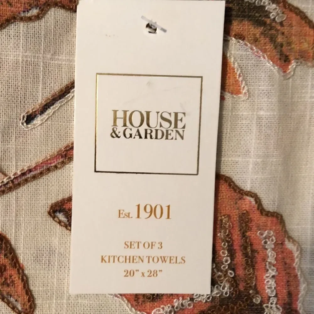 HOUSE & GARDEN Set of 3 Cotton Fall Harvest Kitchen Towels